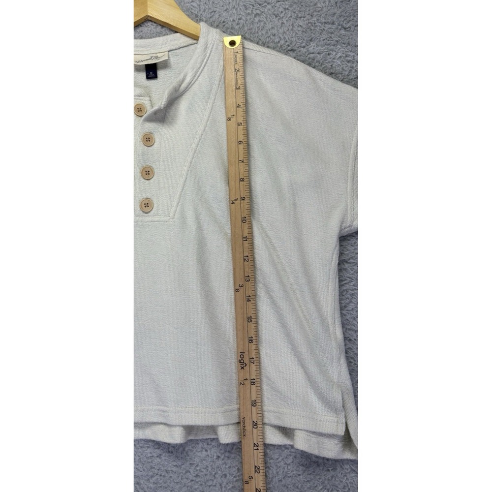 Universal Thread Womens Medium Short Sleeve Top Boxy Terry Cloth Ivory Lagenlook - Picture 5 of 8